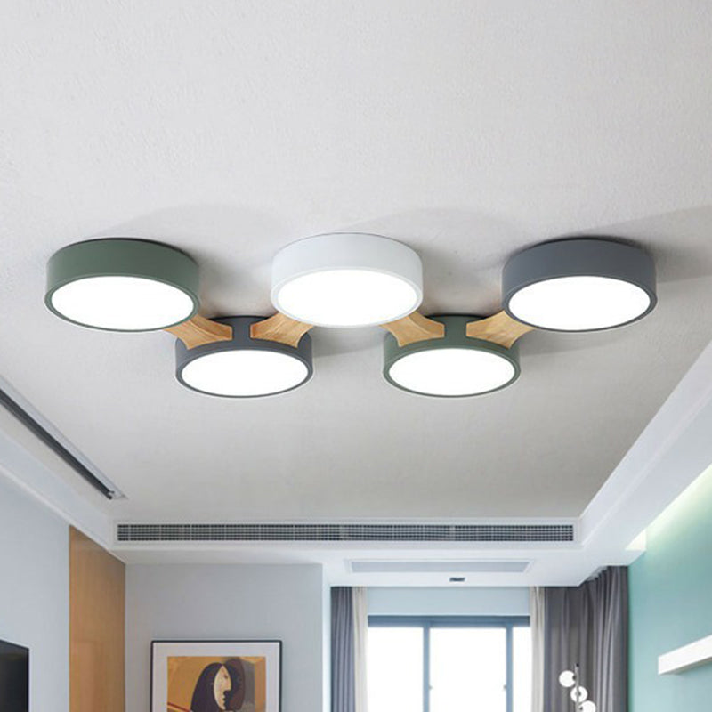 Minimalist Round LED Flush Monte Metallic Living Room Flushmount Massimale Light in grigio - Verde