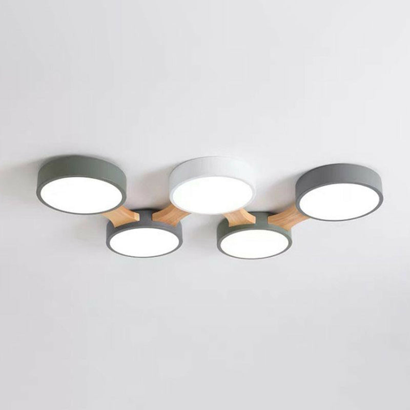 Minimalist Round LED Flush Monte Metallic Living Room Flushmount Massimale Light in grigio - Verde