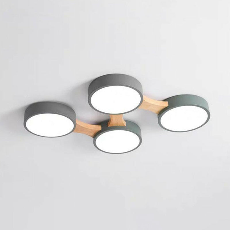 Minimalist Round LED Flush Monte Metallic Living Room Flushmount Massimale Light in grigio - Verde