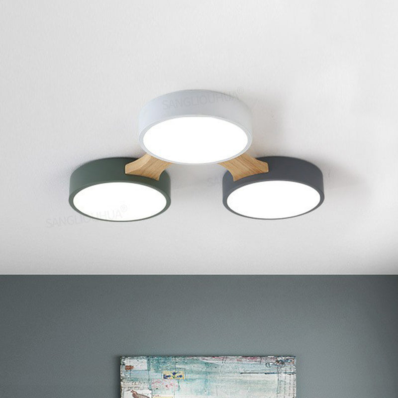 Minimalist Round LED Flush Monte Metallic Living Room Flushmount Massimale Light in grigio - Verde