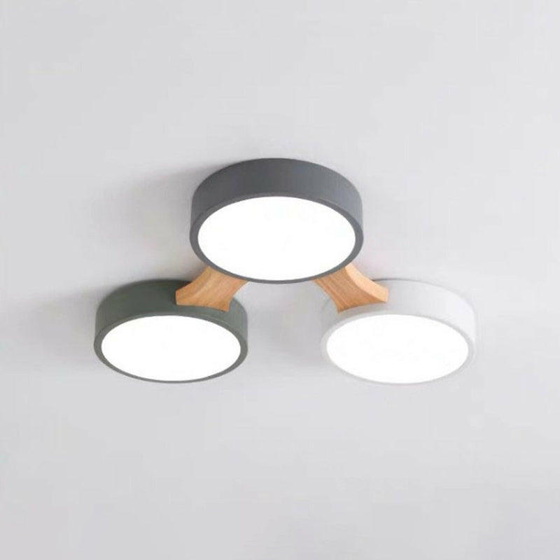 Minimalist Round LED Flush Monte Metallic Living Room Flushmount Massimale Light in grigio - Verde