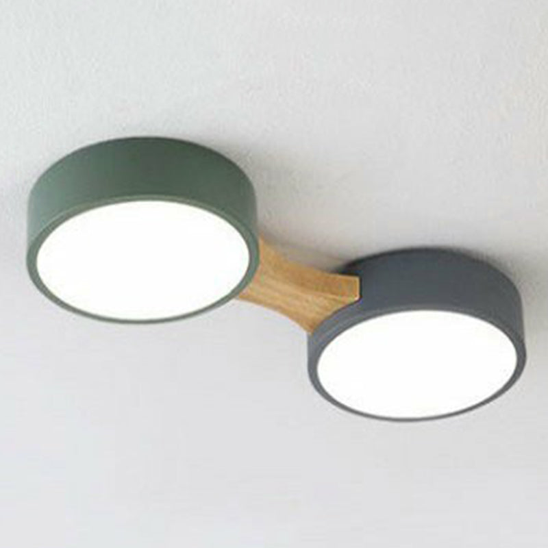 Minimalist Round LED Flush Monte Metallic Living Room Flushmount Massimale Light in grigio - Verde