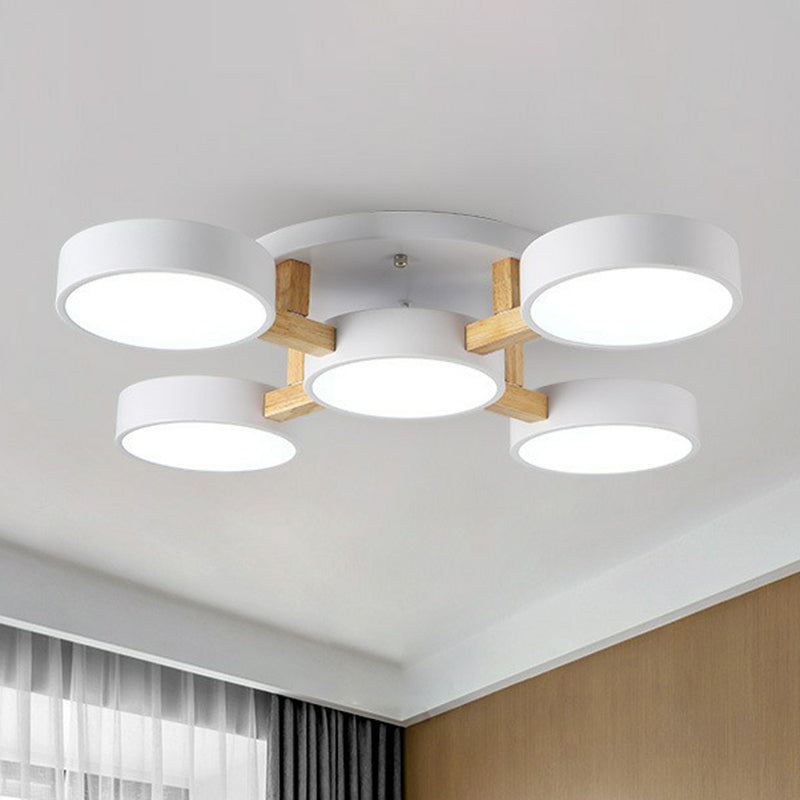 Acrylic Circular Shade Flush Mount Light Nordic Style Semi Flush Ceiling Light for Living Room