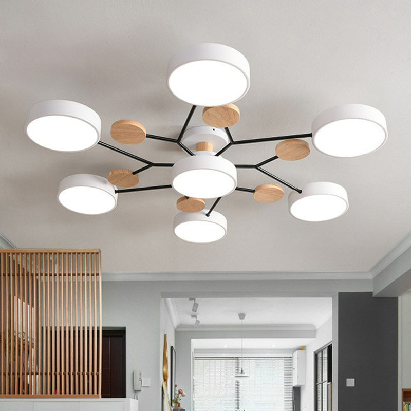 Acrylic Round Shade LED Ceiling Lighting Simplistic 7 Heads Chandelier Light Fixture
