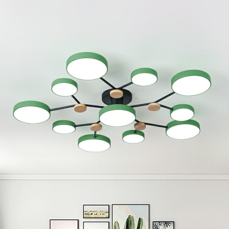 Lampaggio a sospensione del lampadario a forma di soggiorno a forma di rotondo Acrilico a 11 teste in stile nordico lampada a sospensione