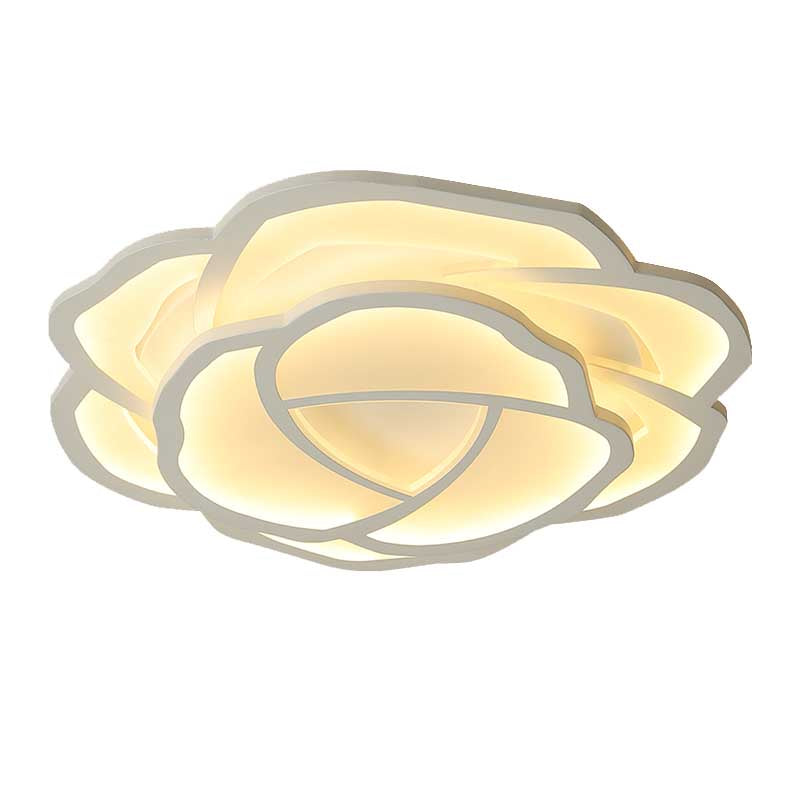 LED Acrylic Shaded Rose Flush Mount Light Simplicity Bedroom Ceiling Lamp in Warm/White Light, 16"/20.5" Wide