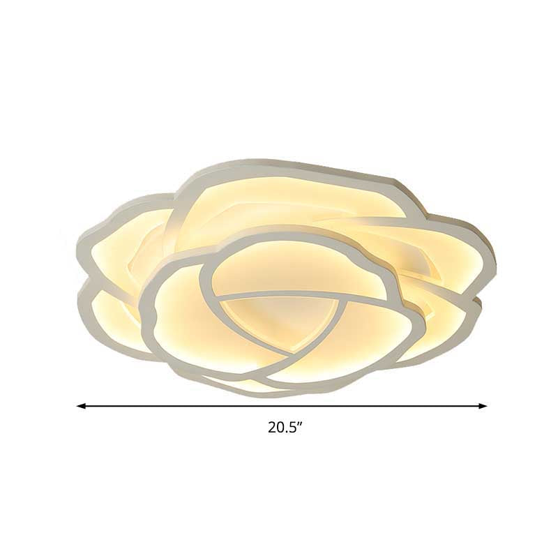LED Acrylic Shaded Rose Flush Mount Light Simplicity Bedroom Ceiling Lamp in Warm/White Light, 16"/20.5" Wide