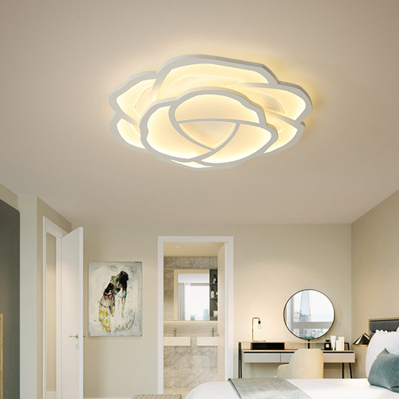 LED Acrylic Shaded Rose Flush Mount Light Simplicity Bedroom Ceiling Lamp in Warm/White Light, 16"/20.5" Wide
