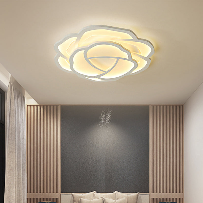 LED Acrylic Shaded Rose Flush Mount Light Simplicity Bedroom Ceiling Lamp in Warm/White Light, 16"/20.5" Wide