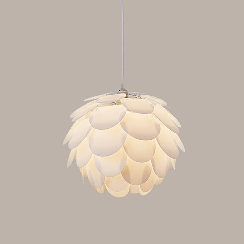 Round Shaped Ceiling Lighting Simplicity Feather Girls Bedroom Hanging Lamp in White
