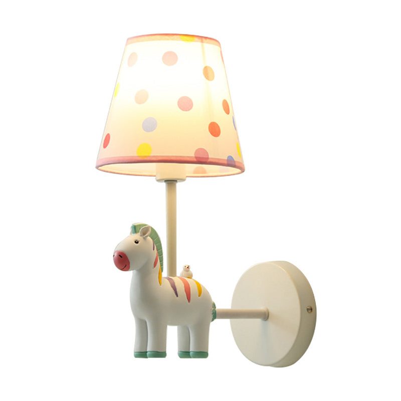 Resin Zebra Wall Lamp Kids Style Single Wall Light Fixture with Empire Shade for Nursery