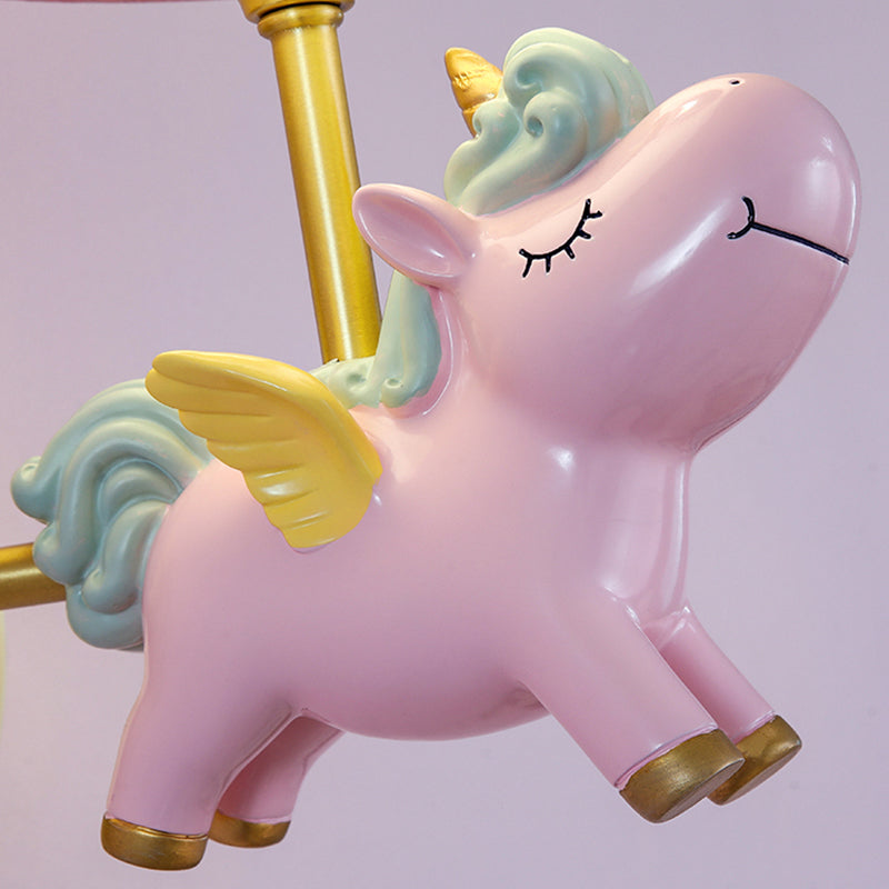 Lampada a parete conica in tessuto a motivi con parete conica lampada montata a parete con unicorno decorativo