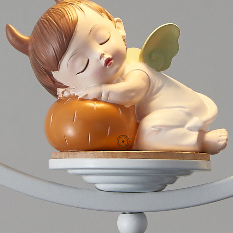 Tombra cónica de suspensión metálica Luz Niños de una sola luz colgante de textura con anillo de halo y figura de resina