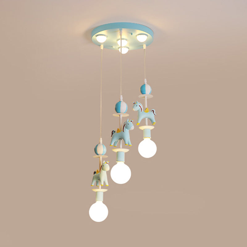 Rainbow Unicorn Nursery Pendant Ceiling Light Resin Kids Multi Lamp Pendant Light