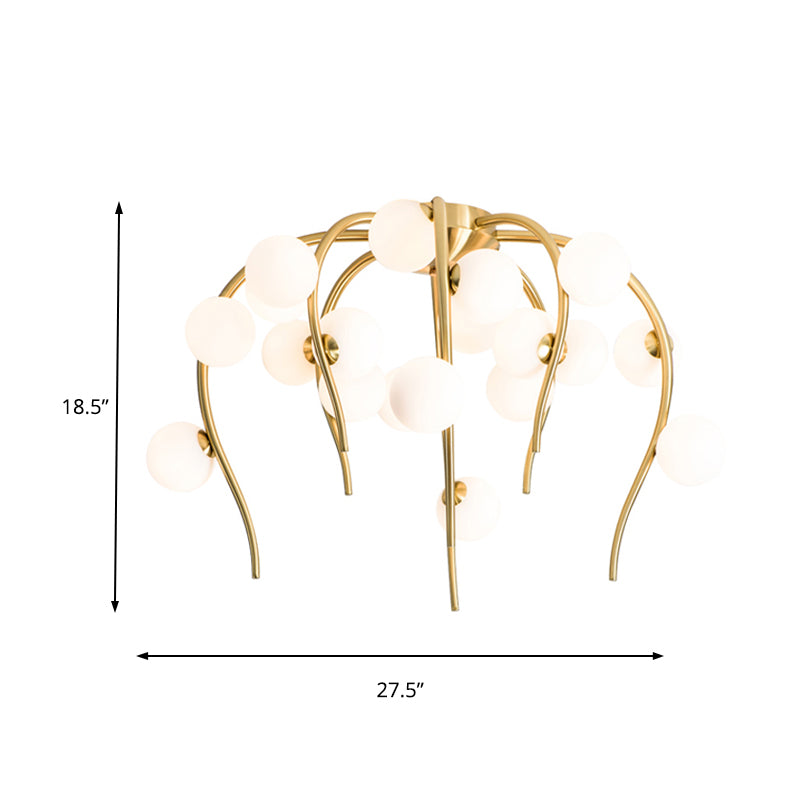 15/20 luci soggiorno soffitto a filo monte globo vetro bianco vetro nero/oro lampada a filo con ramo piangente