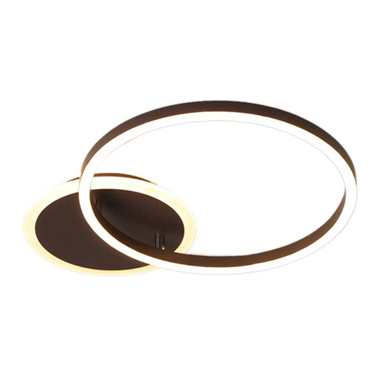 Black Hoop LED Flush Mount Lighting Postmodern 1/2/3-Head Metal Bedroom Ceiling Lamp in Warm/White Light