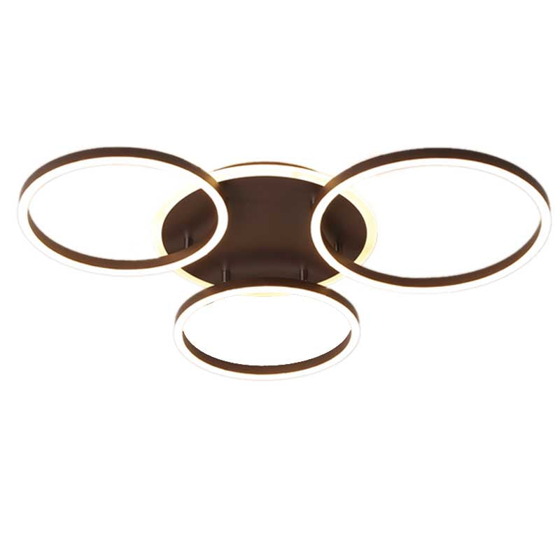 Black Hoop LED Flush Mount Lighting Postmodern 1/2/3-Head Metal Bedroom Ceiling Lamp in Warm/White Light