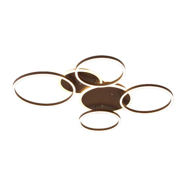 Black Hoop LED Flush Mount Lighting Postmodern 1/2/3-Head Metal Bedroom Ceiling Lamp in Warm/White Light