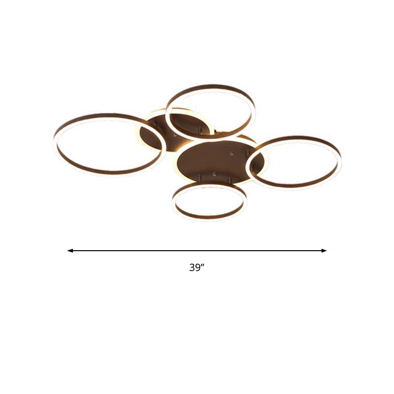 Black Hoop LED Flush Mount Lighting Postmodern 1/2/3-Head Metal Bedroom Ceiling Lamp in Warm/White Light