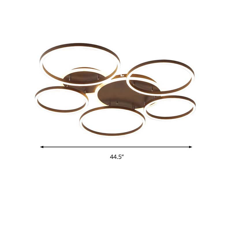 Black Hoop LED Flush Mount Lighting Postmodern 1/2/3-Head Metal Bedroom Ceiling Lamp in Warm/White Light