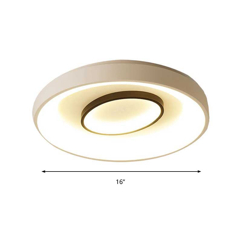 16"/19.5" Dia Nordic LED Flush Mount Lamp Acrylic Shaded White Round Bedroom Ceiling Light, Warm/White Light