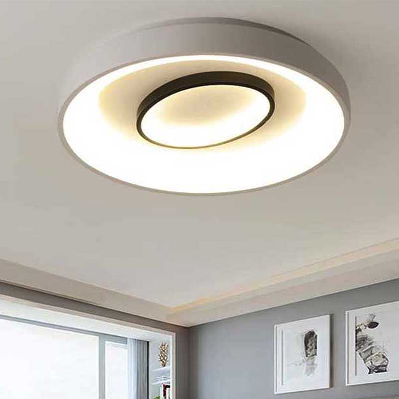 16"/19.5" Dia Nordic LED Flush Mount Lamp Acrylic Shaded White Round Bedroom Ceiling Light, Warm/White Light