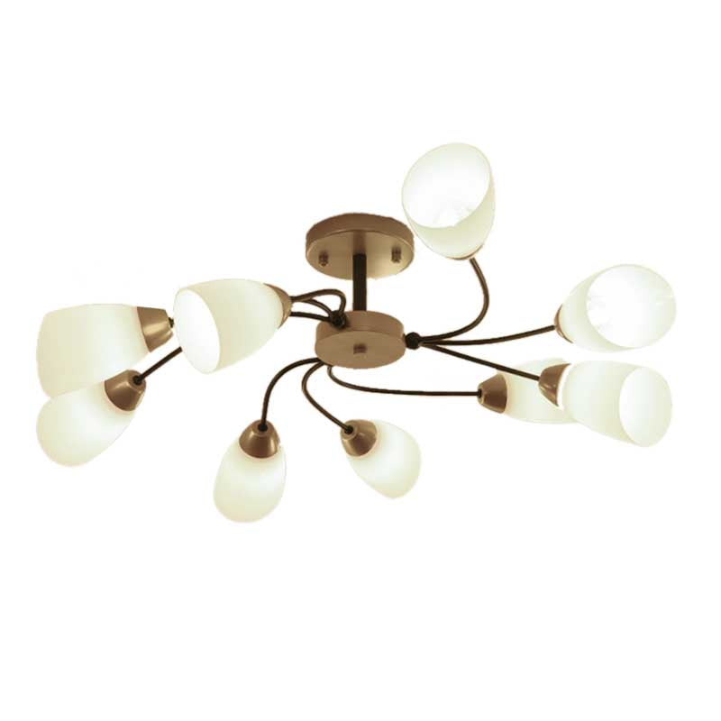 Soggiorno al soggiorno semifulò a filo moderno latte moderno vetro bianco 9/12 luci del soffitto dell'illuminazione in nero/oro