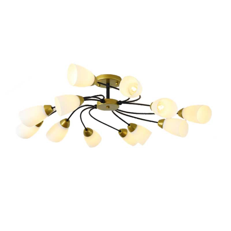 Soggiorno al soggiorno semifulò a filo moderno latte moderno vetro bianco 9/12 luci del soffitto dell'illuminazione in nero/oro