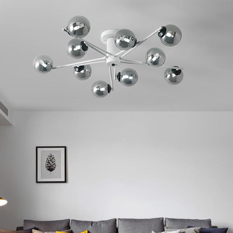 Sputnik Semi Flush Mount Postmodern Silver Verre 6/8/10 LICTES BLANC SALON LA PLACE FUSHER