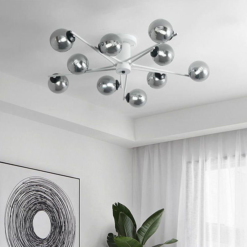 Sputnik Semi Flush Mount Postmodern Silver Verre 6/8/10 LICTES BLANC SALON LA PLACE FUSHER