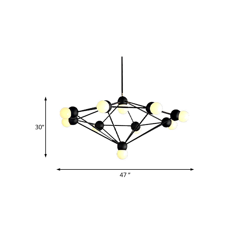 6/8/10-licht woonkamer Hanglight Kit Zwart/Gouden kroonluchter Lamp met geometrische metalen arm