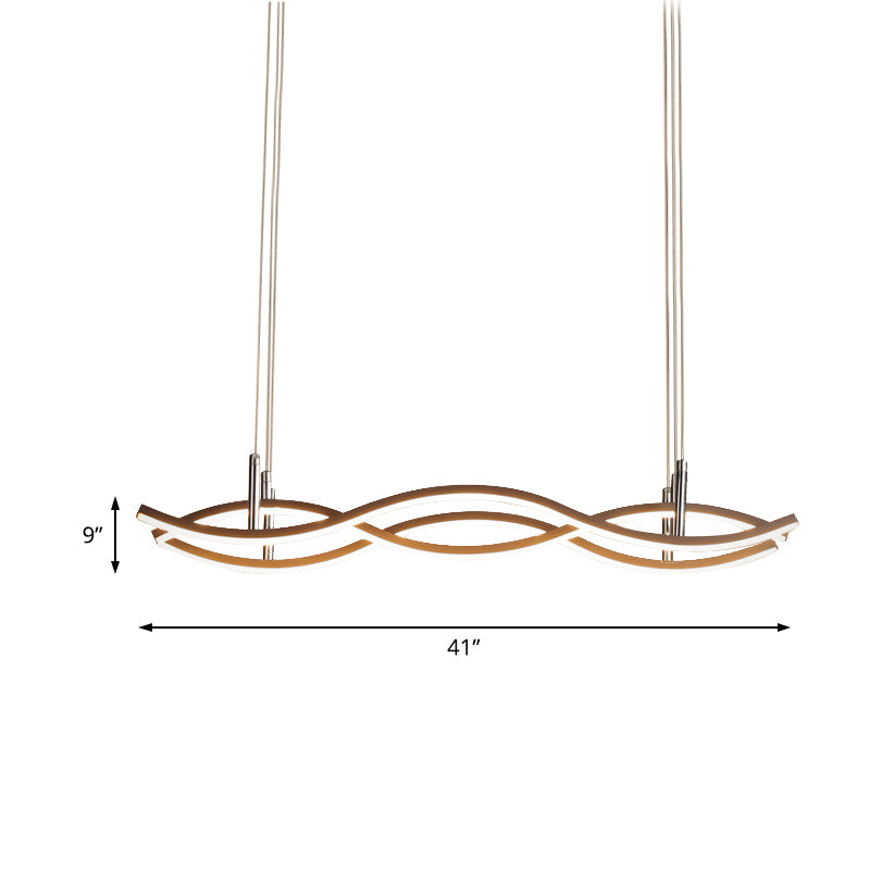 22"/27"/41" Wide Wavy Chandelier Light Simple Acrylic Golden LED Pendant in White/Warm Light