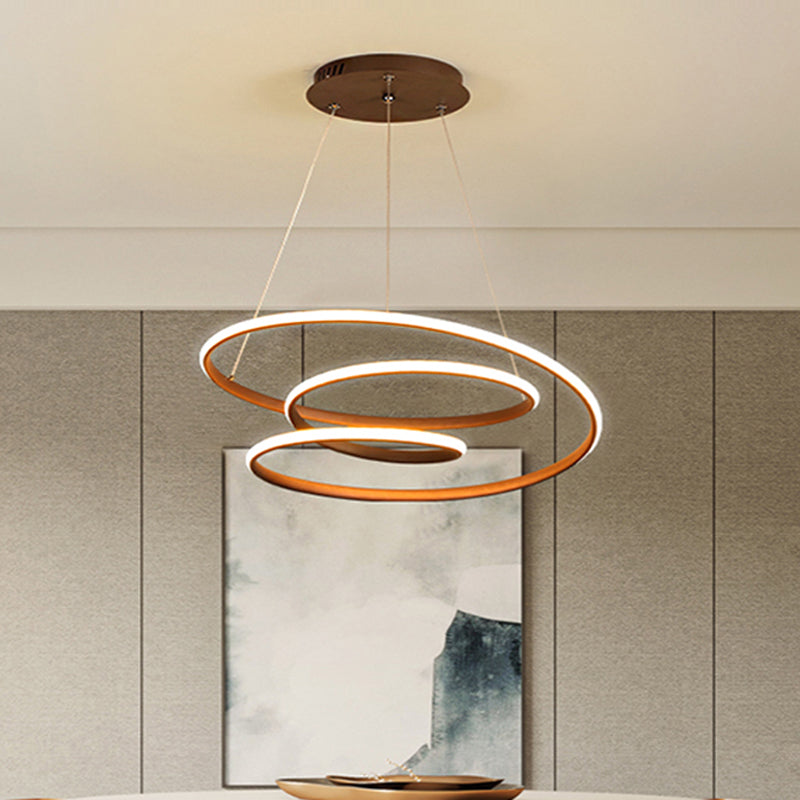 Spiraler Kronleuchter Minimalismus Acrylweiß/Kaffee -LED Hängende Decke Licht in warmem/natürlichen Licht
