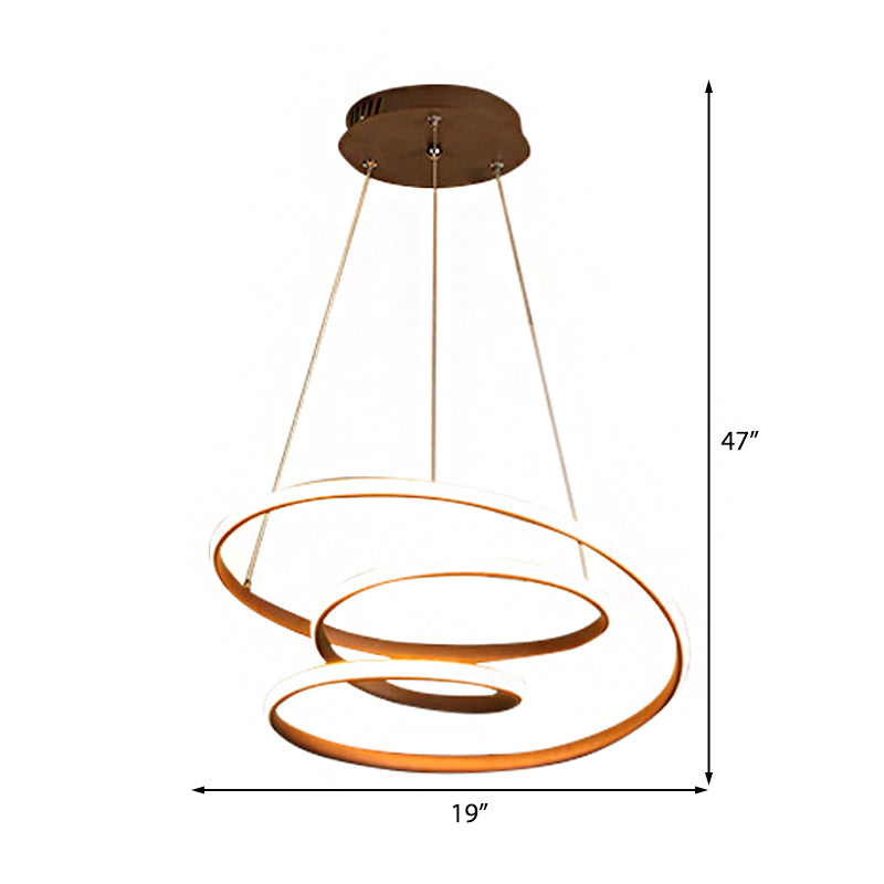 Spiraler Kronleuchter Minimalismus Acrylweiß/Kaffee -LED Hängende Decke Licht in warmem/natürlichen Licht
