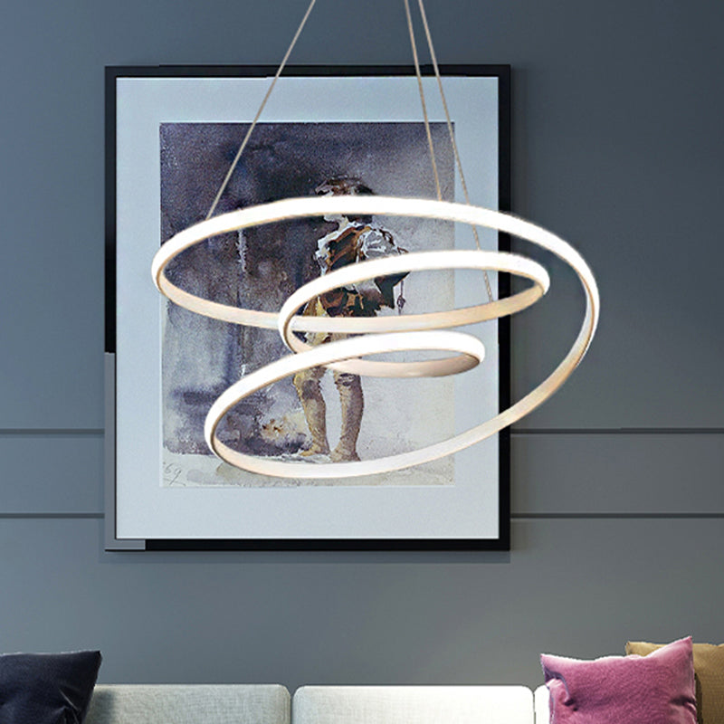 Spiraler Kronleuchter Minimalismus Acrylweiß/Kaffee -LED Hängende Decke Licht in warmem/natürlichen Licht