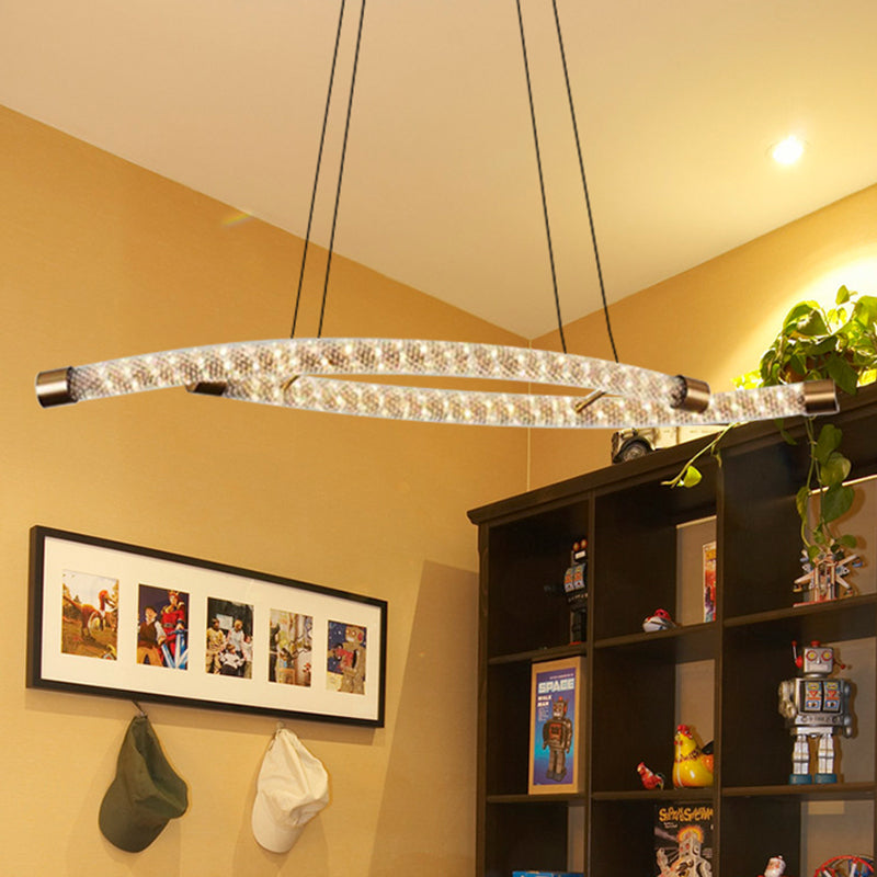 Rope-Shaped Living Room Chandelier Pendant Modernist Crystal Gold LED Ceiling Light Fixture