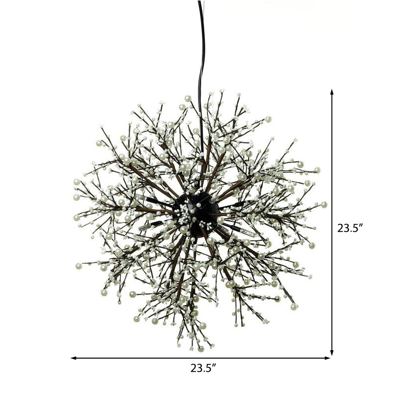 23.5 "/31.5" de ancho LED Dendritic lámpara de lámpara de techo negro de techo negro con perlas blancas/multicolores