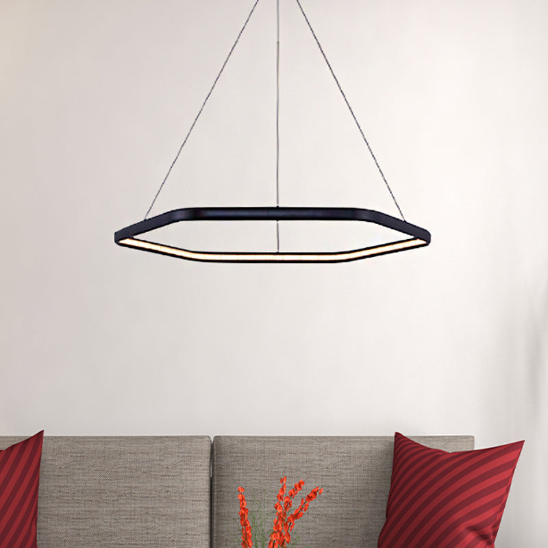 Simplicità a sospensione esagonale a livello esagonale Simplicità Acrilico 1/2/2/3 light lampada appesa a LED in nero/argento/bianco