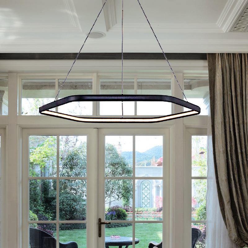 Abgestufte hexagonale Kronleuchter-Anhänger-Einfachheit Acryl 1/2/3-Licht-LED Hängende Lampe in Schwarz/Silber/Weiß