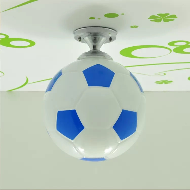 Soccer Shape Boys Bedroom Ceiling Fixture Acrylic One Head Sport Style Ceiling Mount Light