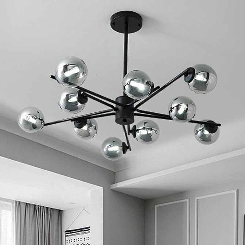 41,5 "Wide Sputnik lampadario Postmodern Silver Glass 6/8/10-Light Affermazione a sospensione Luce in nero