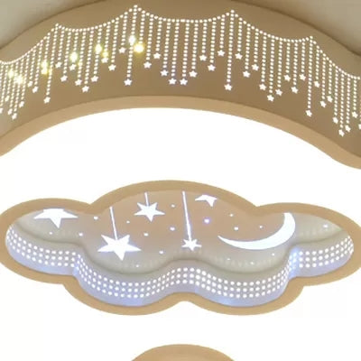 Plafonnier étoilé moderne avec nuage en métal acrylique, plafonnier blanc pour salle d'étude