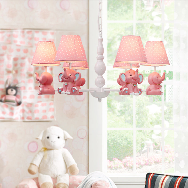 Elephant Child Room Chandelier Light Resin Kids Style Pendant Light Fixture with Empire Shade