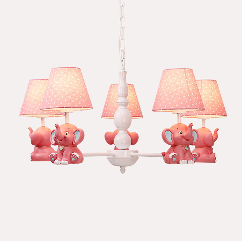 Elephant Child Room Chandelier Light Resin Kids Style Pendant Light Fixture with Empire Shade
