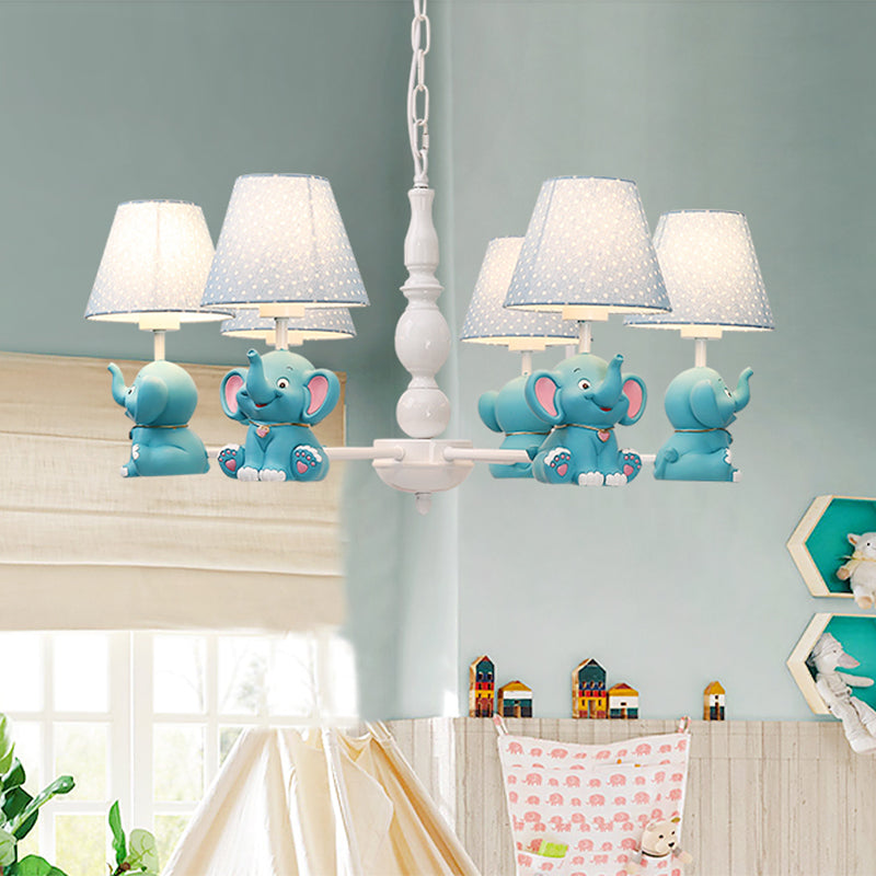 Elephant Child Room Chandelier Light Resin Kids Style Pendant Light Fixture with Empire Shade