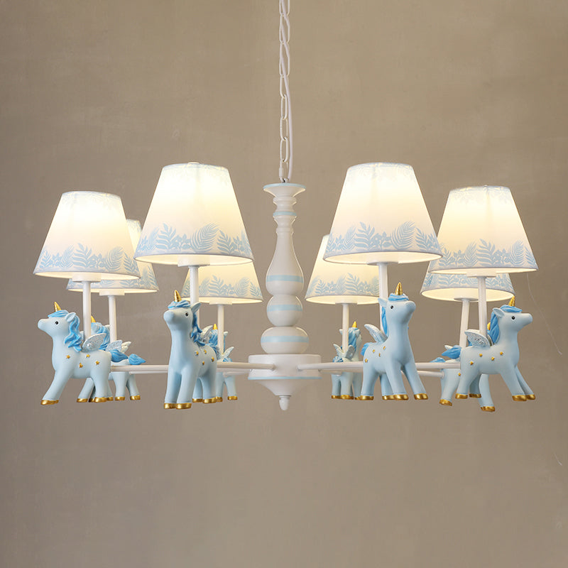 Childrens Unicorn Chandelier Lighting Resin Nursery Pendant Light with Empire Shade
