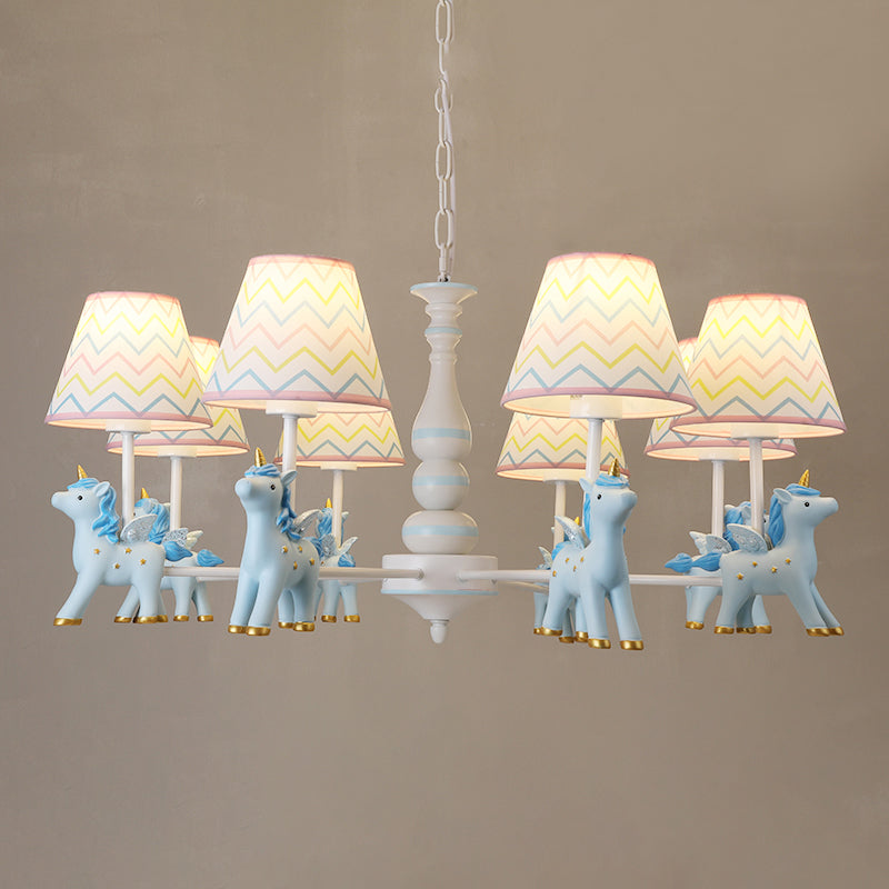 Childrens Unicorn Chandelier Lighting Resin Nursery Pendant Light with Empire Shade