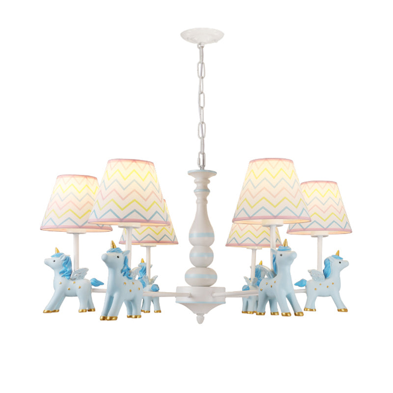 Childrens Unicorn Chandelier Lighting Resin Nursery Pendant Light with Empire Shade