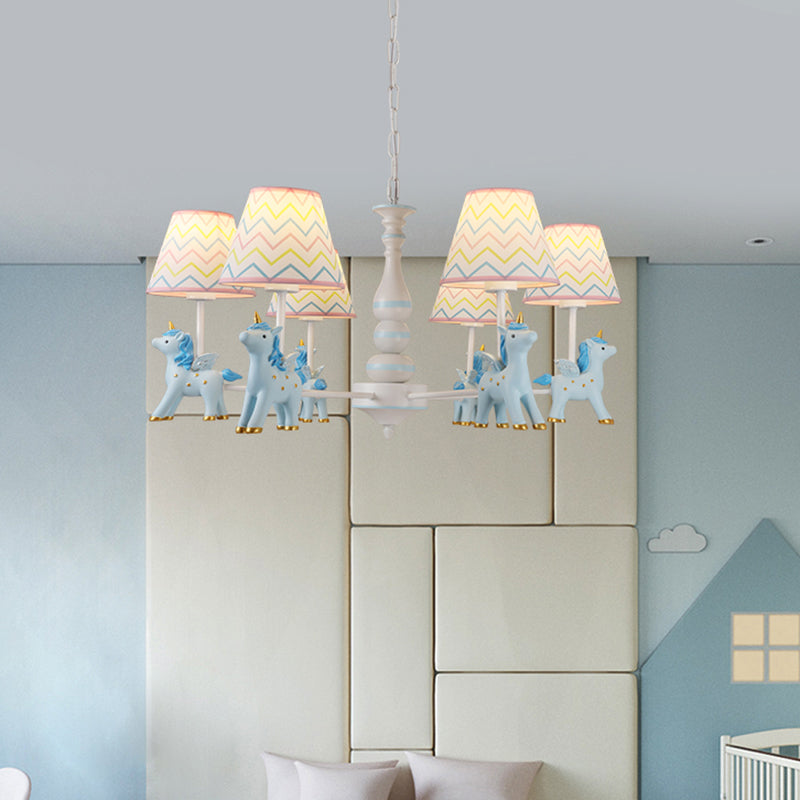 Childrens Unicorn Chandelier Lighting Resin Nursery Pendant Light with Empire Shade