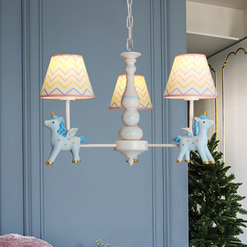 Childrens Unicorn Chandelier Lighting Resin Nursery Pendant Light with Empire Shade